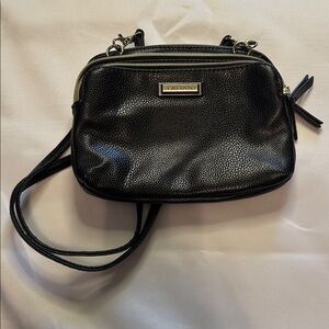 Tahari Black Pebbled Leather Crossbody Bag Minimalist Business Buttermom